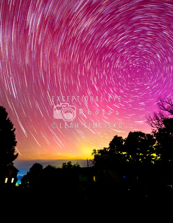 Aurora Borealis and Star Trails, Centre County, Pennsylvania